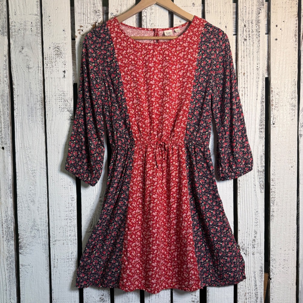 Gap‎ Kids Red Navy Floral Dress Girls XXL Boho Fairy Lightweight Cottagecore